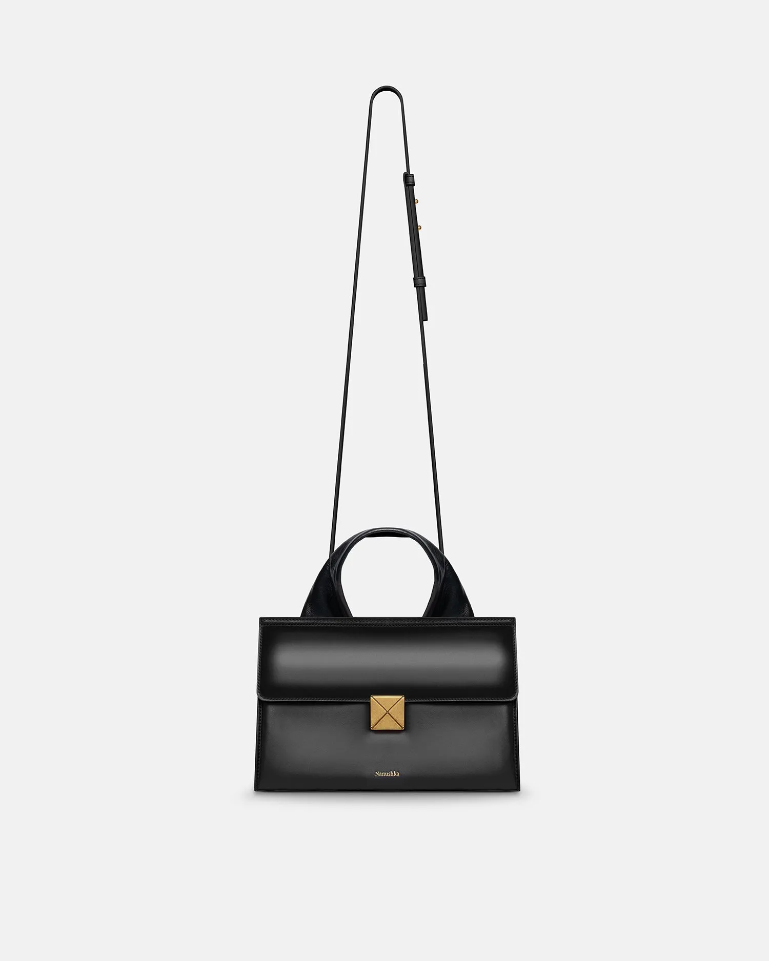 The Sandi Lock - Top Handle Bag - Black