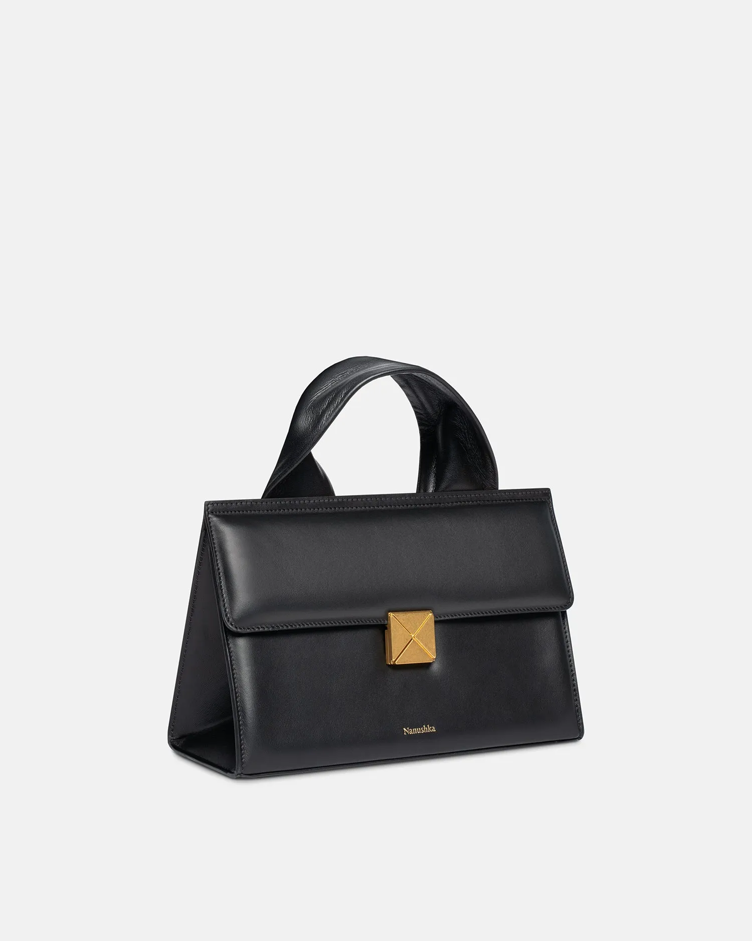 The Sandi Lock - Top Handle Bag - Black