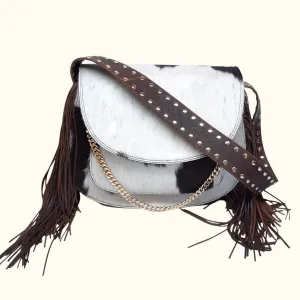 The Savannah - Cowhide Fringe Crossbody Purse