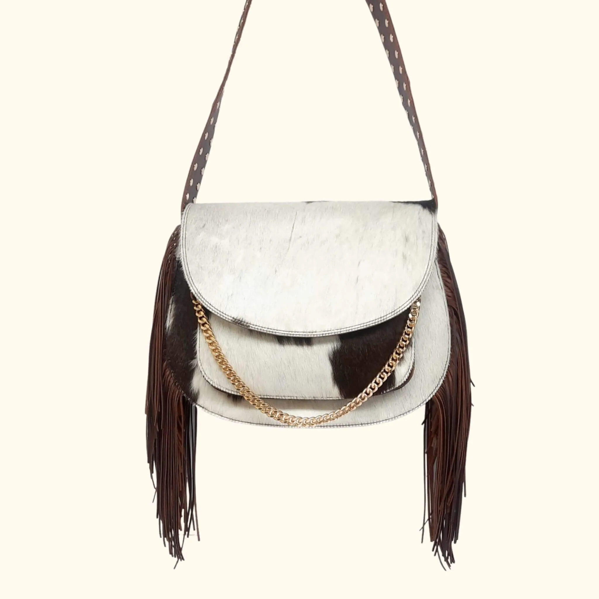 The Savannah - Cowhide Fringe Crossbody Purse