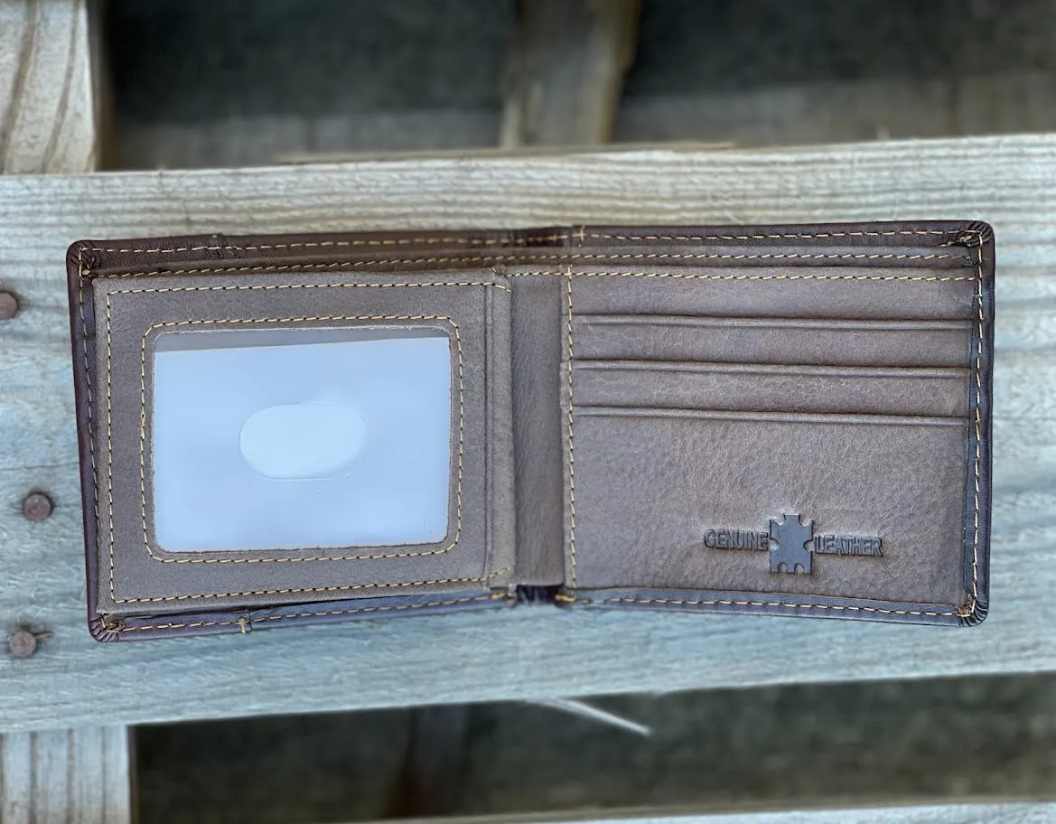 Top Notch Accessories 50100-2CF Coffee Praying Cowboy w/Beige Inlay Bi-Fold Wallet