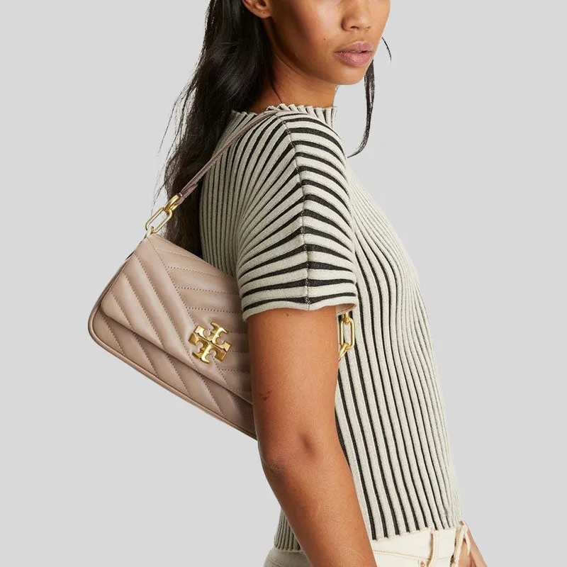 TORY BURCH Small Kira Chevron Flap Shoulder Bag Grey Heron 90456