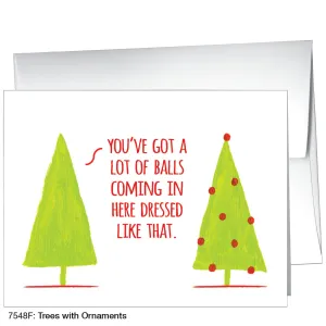 Trees With Ornaments, Greeting Card (7548F)