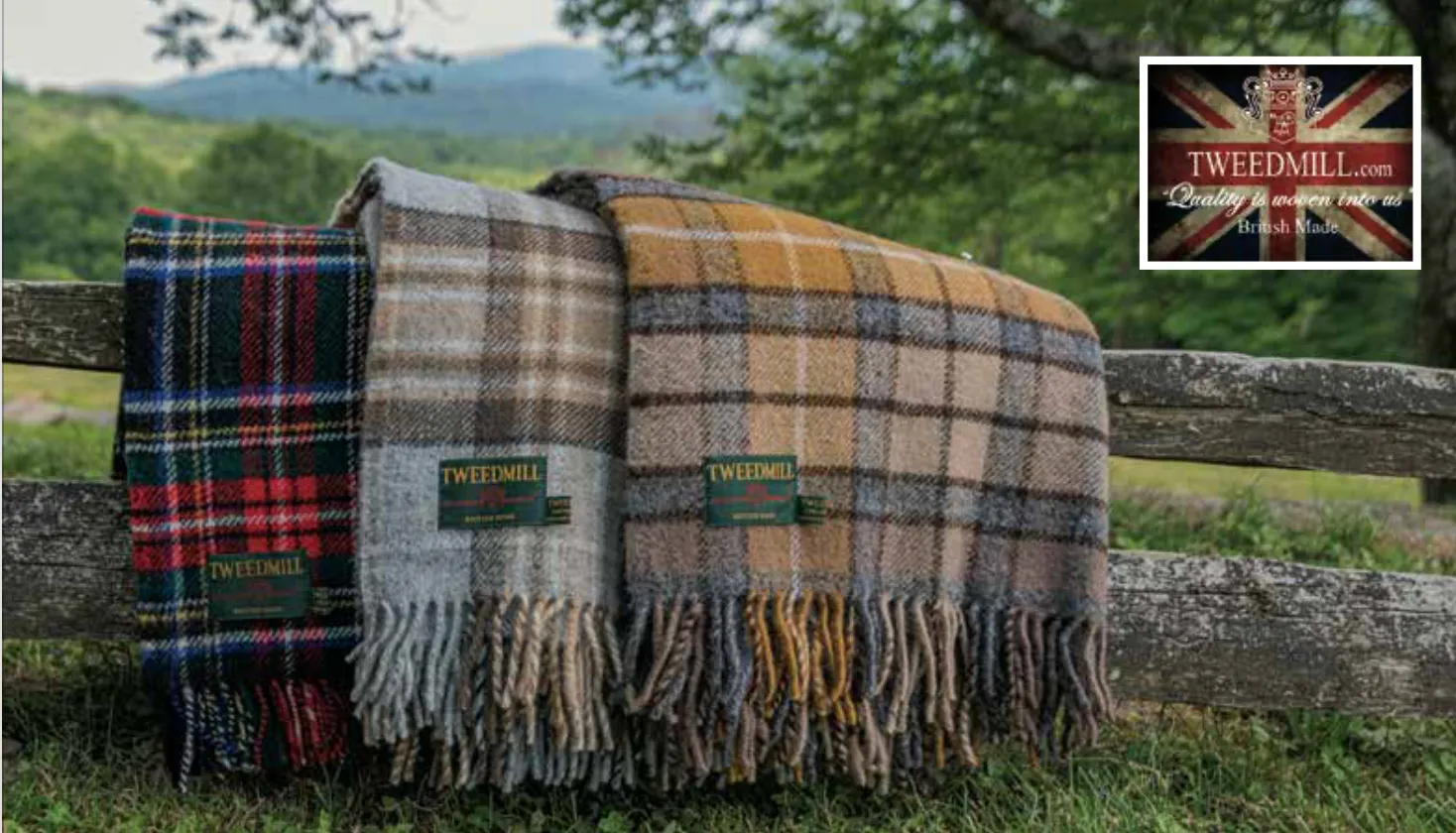 Tweedmill 100% New Wool Blanket - Natural Buchanan - Wales