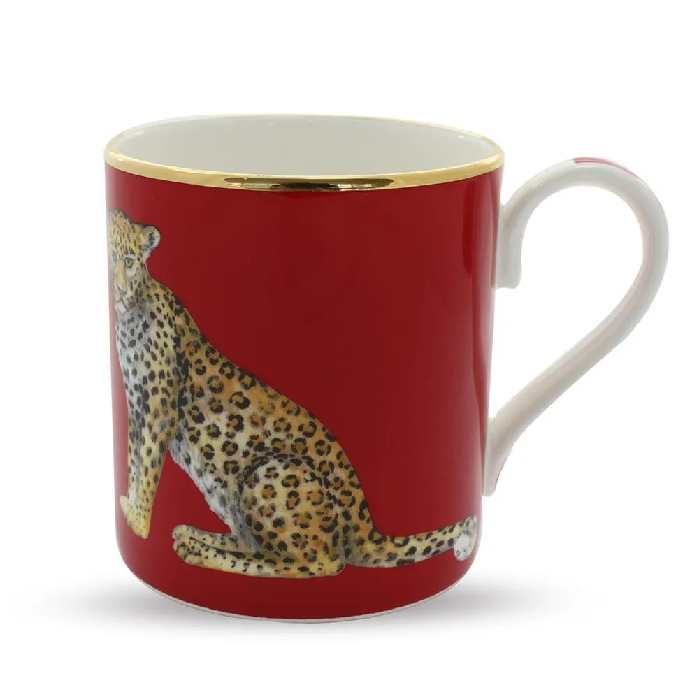 Twin Leopard Mug, Red