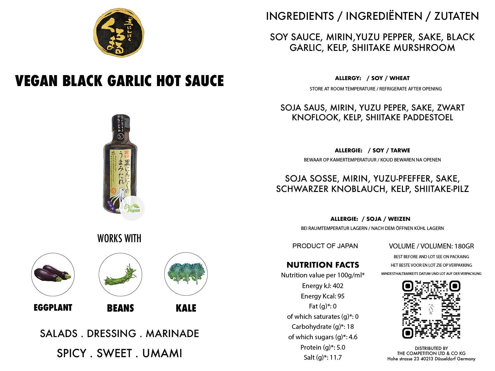 VEGAN BLACK GARLIC SAUCE 180 GR