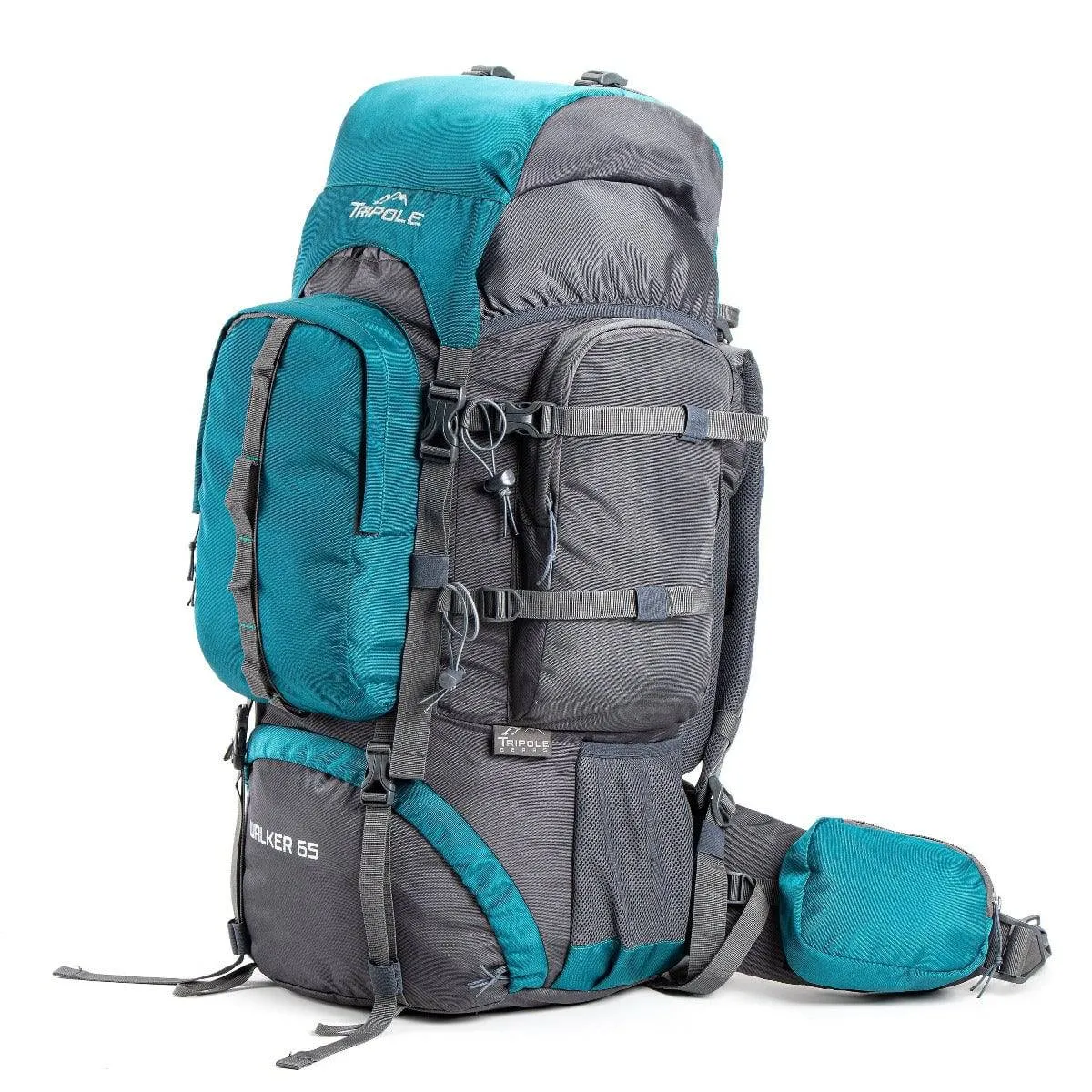 Walker Trekking and Backpacking Rucksack - 65 Litre - Grey & Sea Green