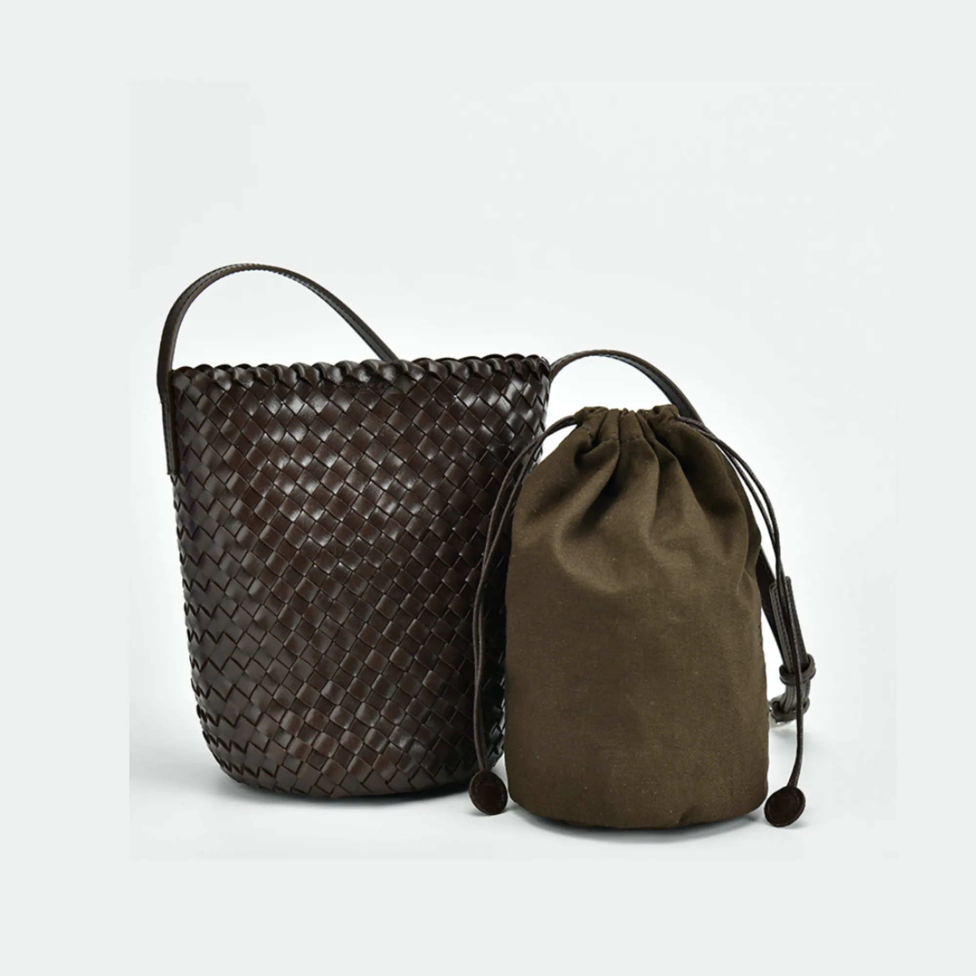 Weave Bucket Bag in Leather