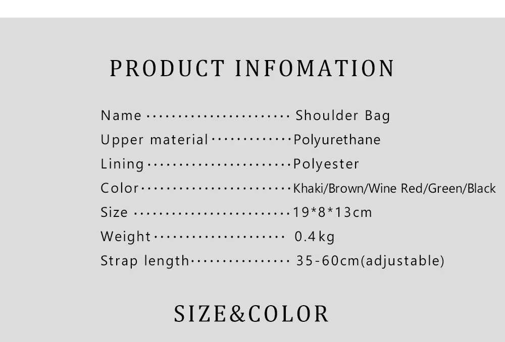 Women's Craftsmanship PU Material Crossbody Shoulder Bag