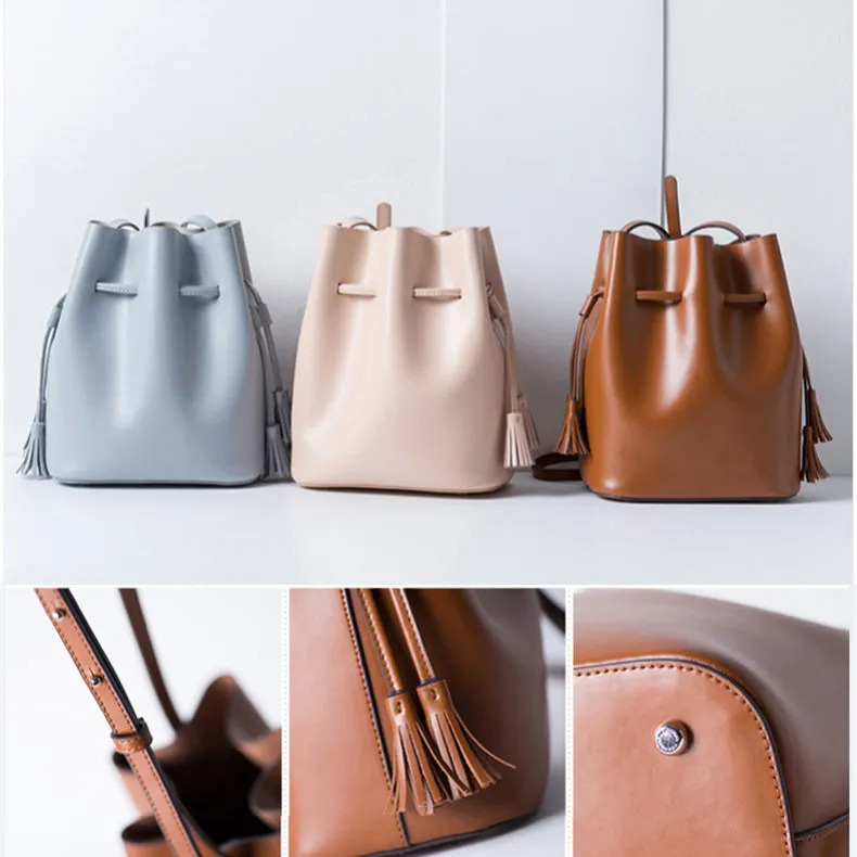 Womens Leather Bucket Bag Small Crossbody Bags Purse for Women