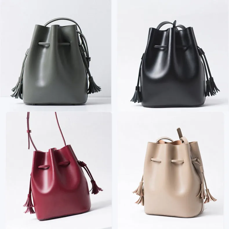 Womens Leather Bucket Bag Small Crossbody Bags Purse for Women