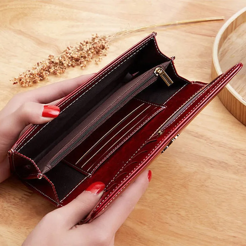 Women's Leather luxury Long Wallet