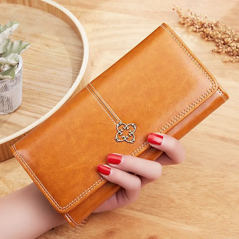 Women's Leather luxury Long Wallet