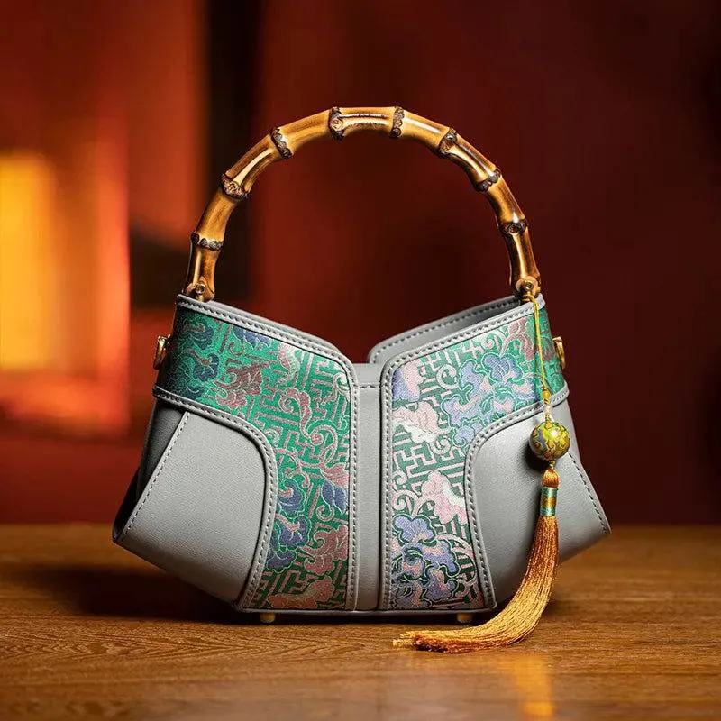 Xiangyunsha Silk Song Brocade Bamboo Wing Bag Designer Handbag