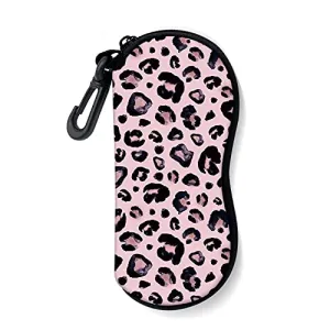 ZAXMEY Sunglasses Soft Case with Carabiner Ultra Light Neoprene Zipper Eyeglass, Leopard